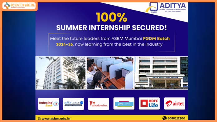 ASBM Mumbai Achieves 100% Summer Internship Placement for PGDM Batch 2024–2026