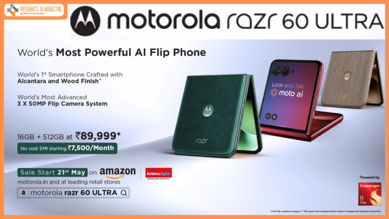 Motorola Launches Razr 60 Ultra- The World’s Most Powerful AI Flip Phone With A Snapdragon® 8 Elite Processor, Crafted With Ultra-Premium Alcantara And Wood Finish^, Look & Talk Powered By Moto AI And The World’s Most Advanced 3 X 50mp Flip Camera System At An Effective Price Of Just Rs. 89,999* (16GB+512GB)