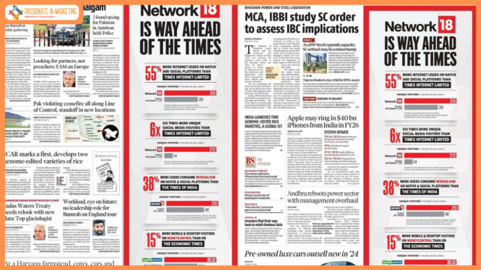 Network18 announces its leadership over Times Internet in an ad campaign