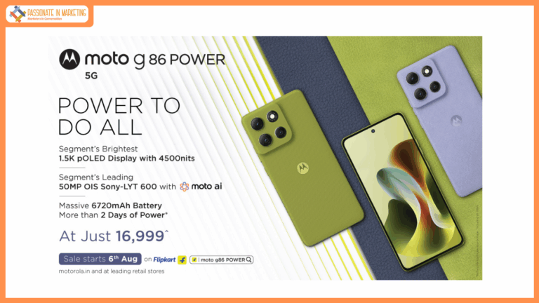 Motorola Launches moto g86 POWER: The Perfect All-Rounder Phone Featuring Segment’s Brightest 1.5K pOLED Display with 4500nits Brightness, Segment’s Leading 50MP OIS Sony LYT-600 Camera with moto AI, Massive 6720mAh Battery, Most Durable IP68+IP69 & MIL-810H, and Powerful MediaTek Dimensity 7400 — All at Just ₹16,999*