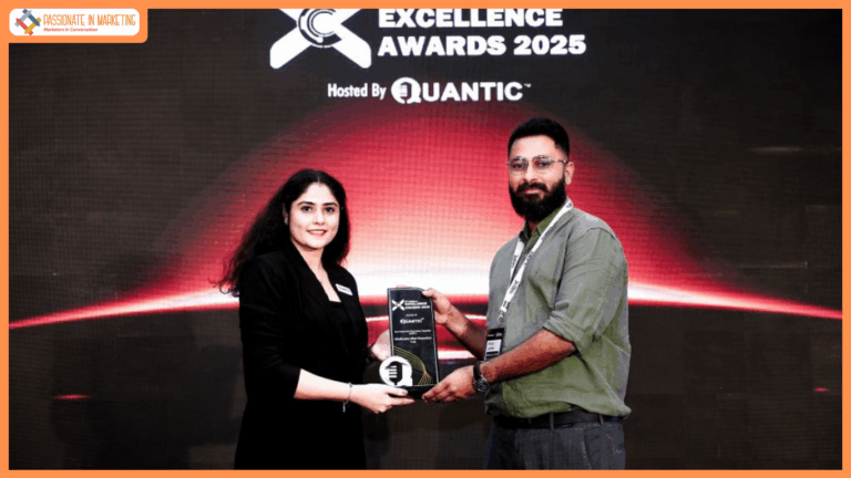 Kiran James, Head of Global Marketing, Muthoottu Mini Financiers receiving award for Best Integrated Marketing Campaign (NBFC) at CX Excellence Awards 2025
