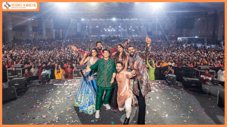 The cast of Sunny Sanskari Ki Tulsi Kumari, including Varun Dhawan and Janhvi Kapoor joins Falguni Pathak on stage as Radiance Dandiya Navratri Utsav 2025 marks a week of festive celebrations