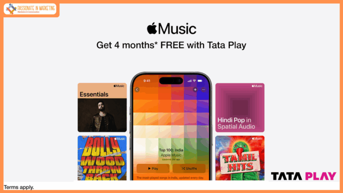 Tata Play users can now access Apple Music across platforms through Tata Play Binge, Mobile app, and Tata Play Fiber
