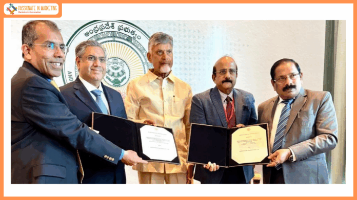 [L-R] Mr Srivatsan Iyer CEO HFE I Mr Rahul Munjal CMD HFE I Shri Chandrababu Naidu CM Andhra Pradesh I Mr K Vijayanand IAS Chief Secretary AP Govt I Dr M Kamalakar Babu VC & MD of NREDCAP.