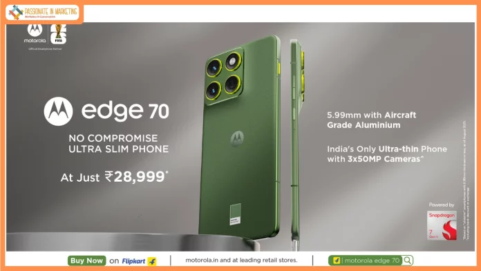 motorola edge 70 – No-Compromise Ultra-Slim Smartphone^ with Triple 50MP AI cameras, Snapdragon 7 Gen 4 and Military Grade durability: Goes on Sale today — At just ₹28,999*