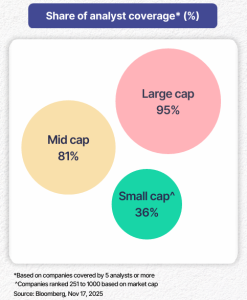 Despite this diversity, a large part of the small cap universe continues to receive meaningfully lower analyst coverage creating information gaps that can lead to opportunities for disciplined, research-led investors to identify quality businesses early in their growth journey.
