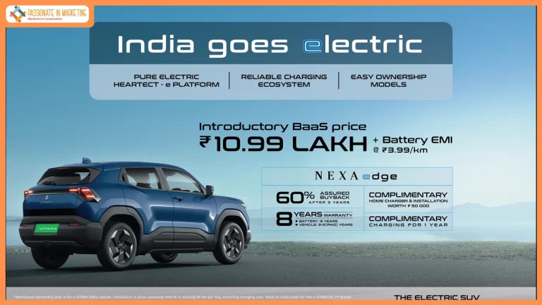 India Goes Electric with Maruti Suzuki e VITARA, introductory BaaS price starts at ₹ 10.99 lakh + Battery EMI @ ₹ 3.99/km*1