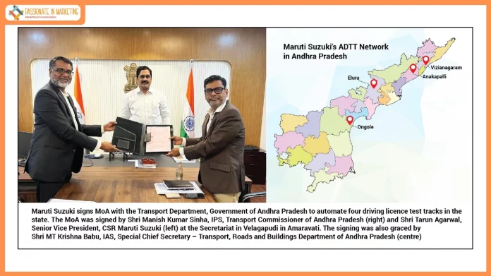 Maruti Suzuki signs Memorandum of Agreement with Transport Department, Government of Andhra Pradesh, to automate 4 driving license test tracks, under its CSR initiative
