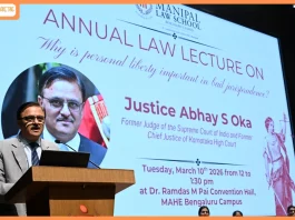 ‘Bail, Not Jail’ Is the Constitutional Command, Not a Judicial Favour: Justice Abhay S. Oka at Manipal Law School
