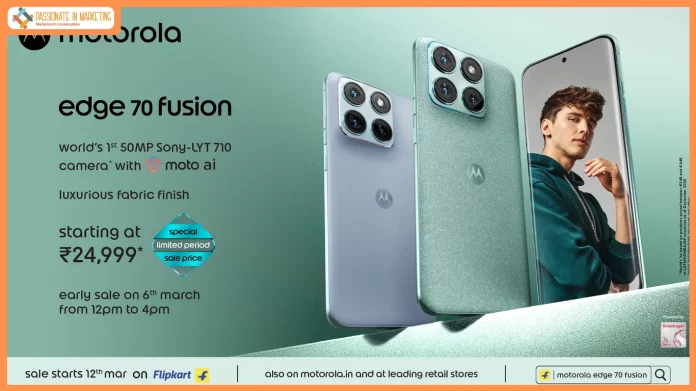 Motorola edge 70 fusion launched; early bird sale starts today, 12PM – featuring the world’s 1st 50MP Sony Lytia 710 sensor, luxurious fabric finish and a power-packed 7000mAh battery – Starting at just Rs. 24,999*!