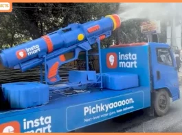 Instamart Rolls Out a Giant Moving Water Gun, Turning City Streets into a Holi Celebration