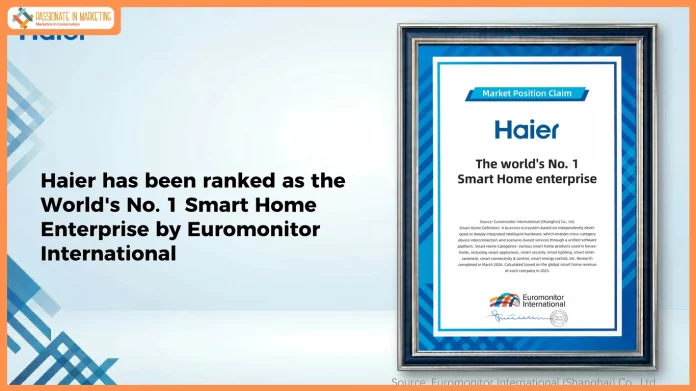Haier Ranked World’s No. 1 Smart Home Enterprise, Marks Its Global Leadership in Innovation
