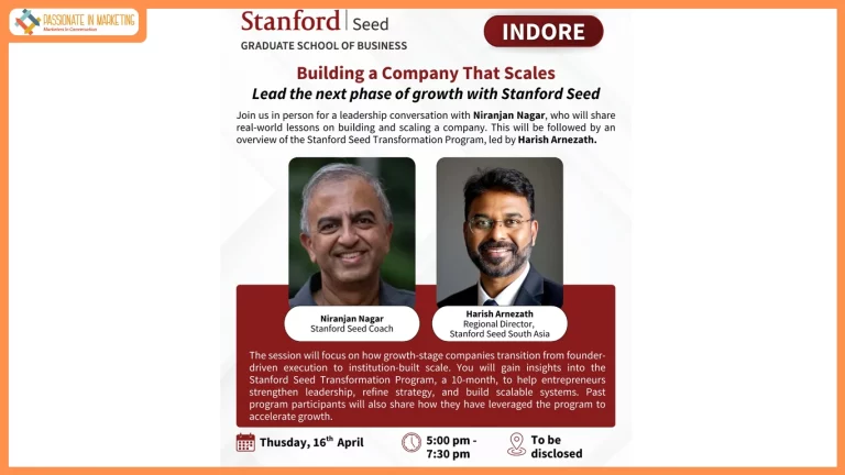 Stanford Seed to Host “Building a Company That Scales” Leadership Session in Indore