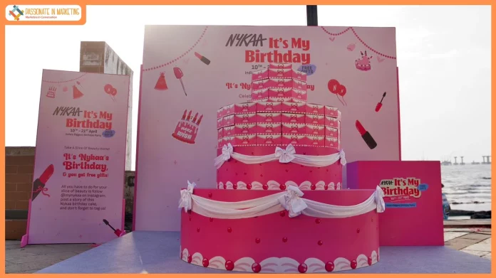 Nykaa Takes Over Bandstand with a Giant Pink Birthday Cake