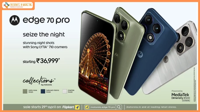 Motorola Launches edge 70 pro – boasting exceptional low light photography powered by Pro grade Sony LYTIA™ 710 camera, AI powered advanced imaging and performance with MediaTek Dimensity 8500 Extreme, plus Luxurious design and finishes starting at just Rs.36,999*