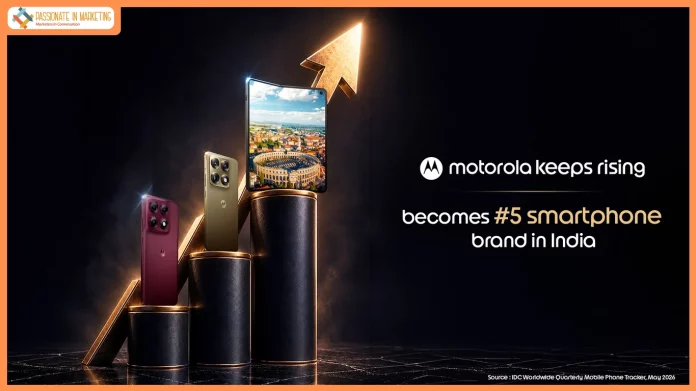 Motorola Breaks into India’s Top 5 Smartphone Brands, strengthening its growth momentum driven by premium portfolio expansion, AI-led innovation and aspirational design language