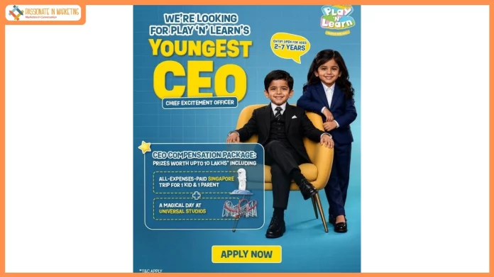 Play ‘N’ Learn Puts Kids in Charge of fun; launches Nationwide Hunt for Its Youngest Chief Excitement Officer