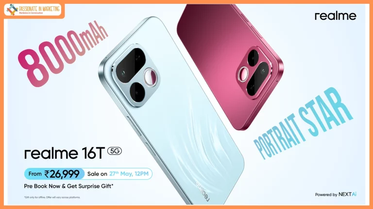 realme 16T 5G goes on first sale from 27th May with 8000mAh Battery and 50MP Sony AI Portrait Camera.