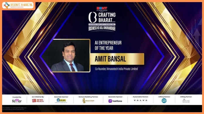 Amit Bansal, Co-Founder of VimanoTech, Honoured with ‘AI Entrepreneur of the Year’ Award at Crafting Bharat Awards 2026