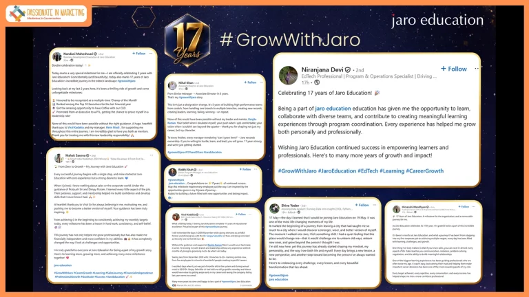Jaro Education Marks 17 Years of Transforming Careers, Launches #GrowWithJaro Campaign on Jaro Day