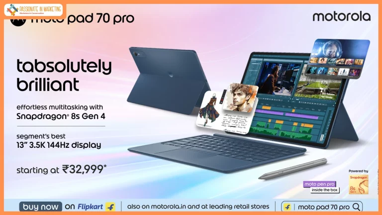 moto pad 70 PRO goes on sale in India featuring Snapdragon® 8s Gen 4, Segment Best 13" 3.5K 144Hz Display and Industry-Leading AI-Powered Productivity Tools with moto Pen PRO in the box, starting at just ₹32,999*