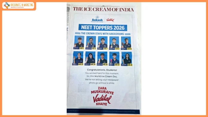 Vadilal and Aakash institute gives a Sweetest Reward for India’s Brightest Minds