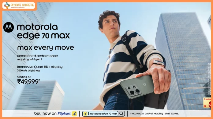 motorola edge 70 max, the Complete Performance Powerhouse featuring Flagship Snapdragon® 8 Gen 5 Processor, the Segment’s Only Quad HD+ (2K) Extreme AMOLED Display, Segment’s Only 25W Qi2.2 Magnetic Wireless Charging with Massive 7100mAh Battery, goes on sale starting at Just ₹49,999*