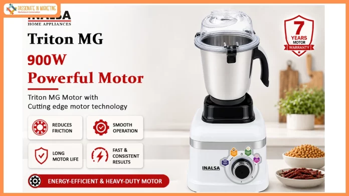INALSA Launches Triton 900 Mixer Grinder and Food Processor with Segment-First 7-Year Motor Warranty