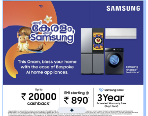 Samsung India’s ‘My Kerala, My Samsung’ Campaign Returns This Onam with Cashback Offers, Extended Warranty, and EMI Benefits