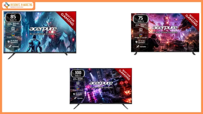 Bangalore, India – 30th September 2026 – Acerpure India, a division of the global Acer Group, today announced its Nitro QLED TV range, available on Flipkart. Designed for consumers who want to take their home entertainment experience to the next level, the new range brings together large-format screens, immersive visuals, powerful audio, and gaming-focused features, with screen sizes available in 75-inch, 85-inch, and an expansive 100-inch variant. Built to deliver a larger-than-life viewing and gaming experience, the Acerpure Nitro range combines a 120Hz HSR refresh rate with QLED display technology, enabling smoother motion and fluid visuals for fast-paced gaming, sports, and action-packed content. The TVs support Dolby Vision and Dolby Atmos, delivering immersive visuals and surround sound. The range also features Google TV 5.0 Ref+, offering access to a connected smart entertainment experience. Complementing the large displays is a 40W Box Speaker in 75” & 85”, and a 65W Box Speaker in 100” setup, designed to deliver powerful and immersive audio. Adding another layer of entertainment, the TVs include built-in Karaoke, letting users turn their living spaces into an entertainment zone for gatherings, celebrations, and everyday fun. Together, these features position the Acerpure Nitro range as a complete big-screen entertainment experience, with the 100-inch model bringing an especially expansive canvas for gaming and content consumption. Vasudeva G, Director, Acerpure India, said, “The way consumers experience entertainment at home is evolving rapidly, and we see a growing desire for experiences that are not just bigger, but genuinely more immersive and engaging. With Nitro, we are bringing the scale of the big screen into the living room and creating a proposition that is as much about the experience as it is about the technology behind it. The 75-inch, 85-inch, and 100-inch formats reflect our ambition to make larger-than-life entertainment more accessible to Indian consumers. Our association with Akshay Kumar as the brand ambassador for Acerpure further strengthens this vision of connecting technology with contemporary lifestyles and entertainment. Through our partnership with Flipkart, we are excited to take this proposition to consumers across the country.” With its combination of massive screen sizes, high refresh rate, immersive audio-visual technology, and entertainment features, the Acerpure Nitro range is designed to make gaming and home entertainment more engaging, bringing the excitement of the big screen into the living room. The Acerpure Nitro QLED TVs are available on Flipkart, with prices starting at INR 59,999/- About Acerpure India Acerpure a consumer electronic brand under the Acer Group, derives its name from “Acer” (signifying technology and intelligence) and “Pure” (signifying freshness). Guided by the mission to “improve the quality of human life through technology,” we have been dedicated since 2020 to consciously enhancing the three essential elements of life – sunlight, air, and water. By emphasizing advancements in technology that enhance the five senses: Drink Pure, Breathe Pure, See Pure, Feel Pure, and Taste Pure. With a commitment to innovation and sustainability through the Make in India initiative, Acerpure is dedicated to delivering a premium user experience and shaping a more sustainable future – while establishing a presence on the global stage.