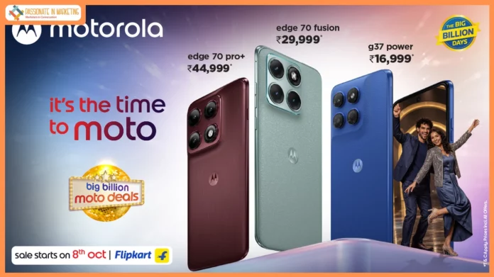 Motorola announces #BigBillionMotoDeals as part of its “It’s the Time to Moto” campaign, bringing unbeatable festive offers on its latest smartphones during Flipkart’s Big Billion Days Sale 2026, now live since September 27 at 6 PM, with the motorola edge 70 fusion, motorola edge 70 pro / pro+, moto g37 power, motorola signature and more available at unbelievable prices