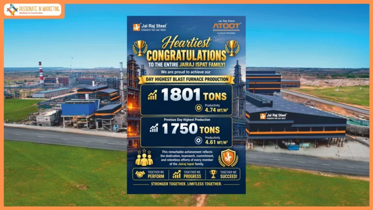 Jai Raj Ispat Sets New Operational Benchmark with Highest Single-Day Blast Furnace Production of 1,801 Tons