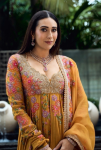 Karisma Kapoor’s Diamond and Pink Gemstone Necklace for Kalyan Navaratri